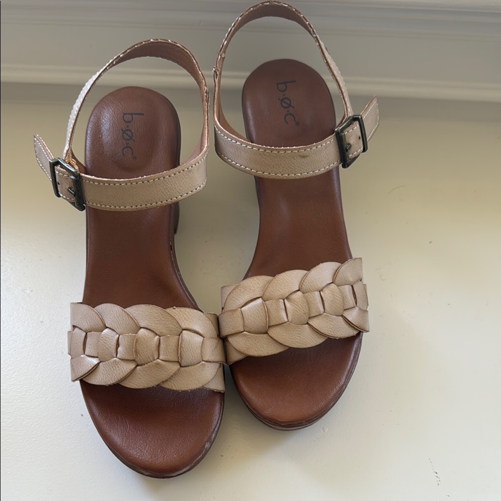 b.o.c. Tan Braided Ankle-Strap Sandals